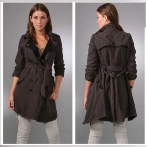 Free People We The Free Rugged Distressed Plaid Lined Trench Coat Size XS
